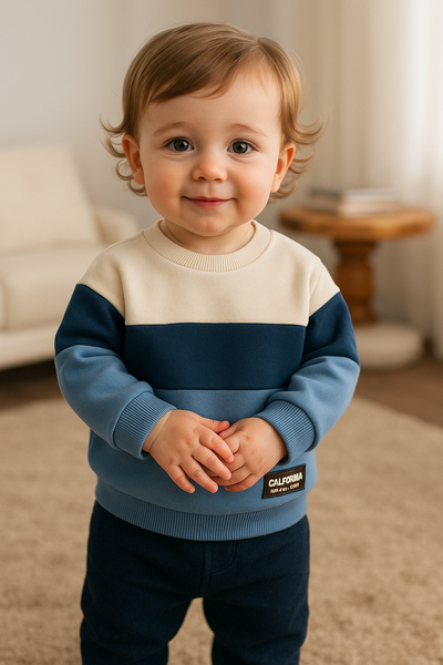 🧵✨ Buzo “Bloques de Azul” con interior warm