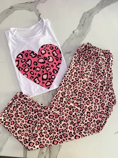  PIJAMA LARGO ADULTO CORAZON PRINT- COD 58
