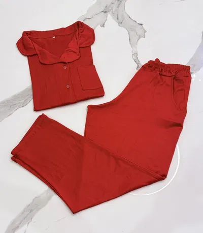 PIJAMA LARGO CAMISERO ROJO - MODAL SOFT