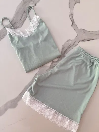 PIJAMA MORLEY CORTO PUNTILLA BLANCA (VERDE)
