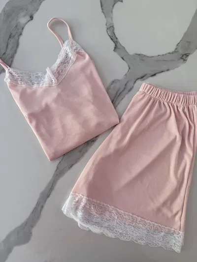 PIJAMA MORLEY CORTO PUNTILLA BLANCA (ROSA)