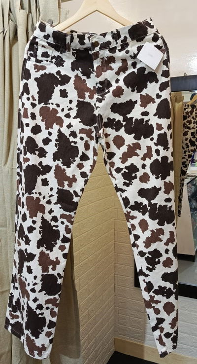 Wid Leg Cow print Brown