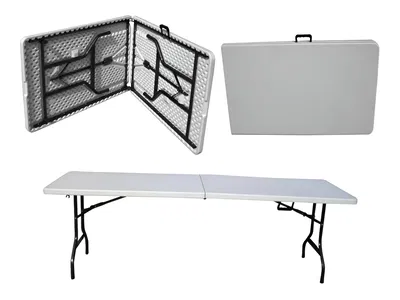 mesa plegable 180 cm blanca noga