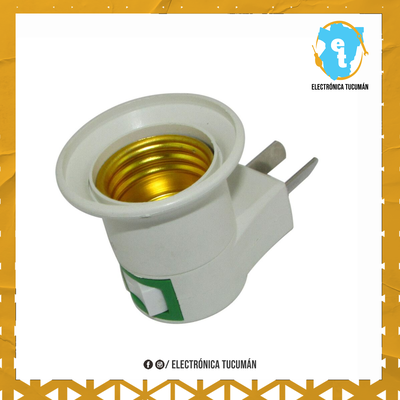 PORTALAMPARA ADAPTADOR E27 TECLA ENCHUFE VELADOR LUZ NOCHE