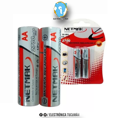 PILAS RECARGABLES DOBLE AA NETMAK 2700MAH 1.2V BLISTER X 2U