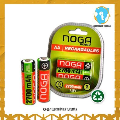PILAS RECARGABLES DOBLE AA NOGA 2700MAH 1.2V BLISTER X 2U