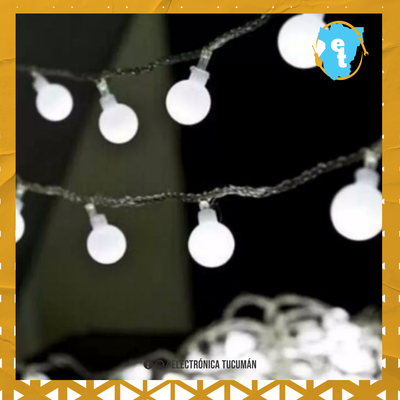 GUIRNALDAS BOLITAS BLANCA 20LED 3MTS A PILA o 220v