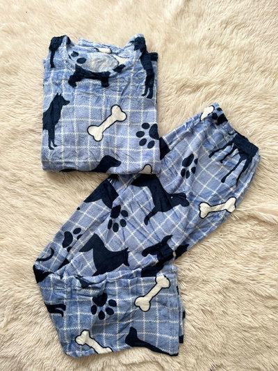 pijama peluche UNISEX -CELESTE PERRO-