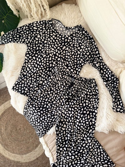 pijama largo morley NEGRO CON BLANCO