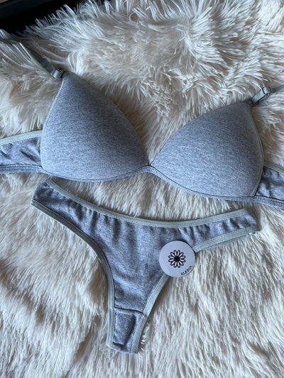 Conjunto taza soft de algodon - GRIS-