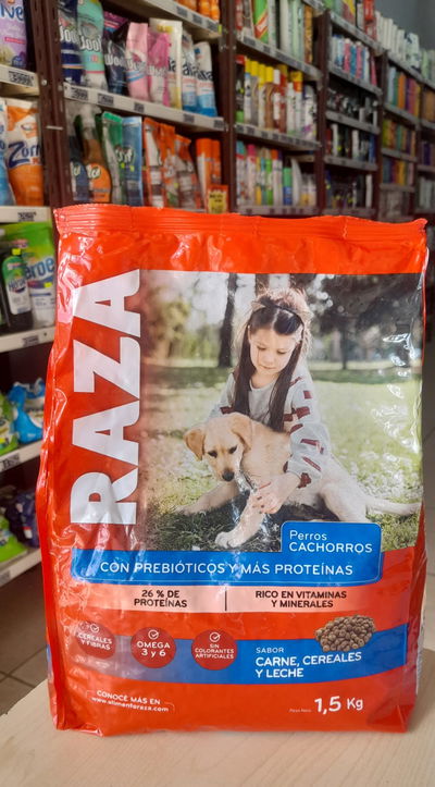 Alimento Para Perro Cachorro Raza Sabor Carne, Cereales y Leche x 1,5kg