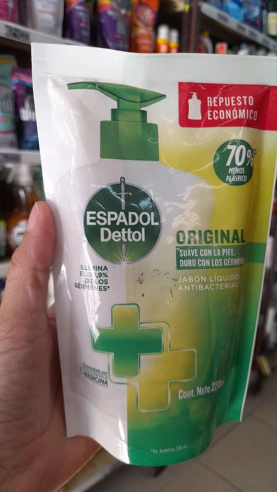 Espadol Detol Original Jabón Líquido Antibacterial Repuesto x 220ml