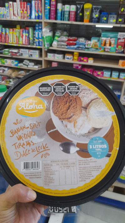 Aloha Helado de Banana Split/Vainilla/Tiramisú/D-L x 3L