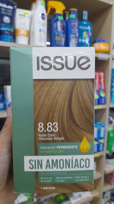 Issue Coloración Sin Amoníaco 8.83 Rubio Claro Chocolate Dorado x 1uni.