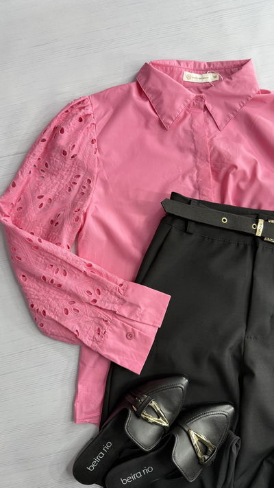 Camisa manga broderie