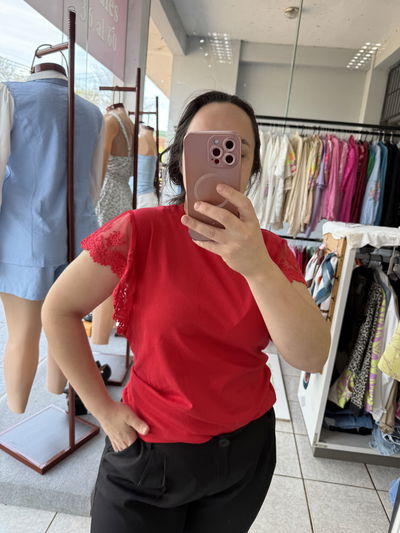 Blusa Gianna manga tul bordada