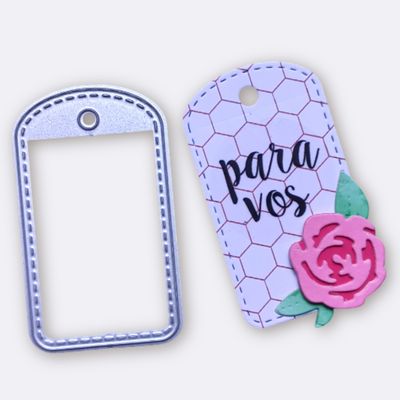 Troquel Tag Redondeada con Puntaditas