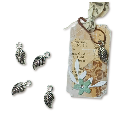 Dijes Hojitas (Color Plata Patinada)