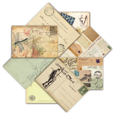 Set de 7 Láminas Láminas Carte Postale + Recortables (Scrapbooking y Journaling)