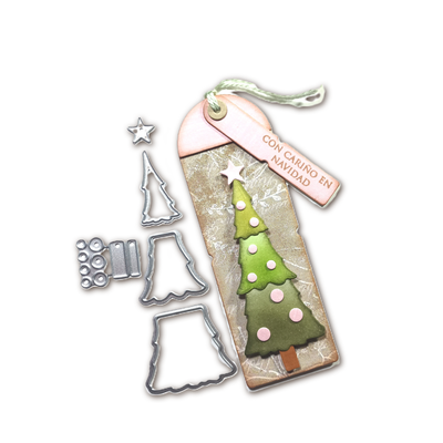 Set de Troqueles Arbolitos de Navidad en Capas
