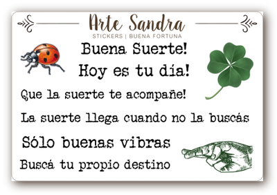 Set de 8 Papeles Buena Fortuna + Stickers CRISTAL