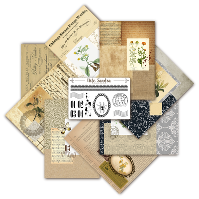 Set de 8 Láminas Flores Amarillas + Stickers CRISTAL (Scrapbooking y Journaling)