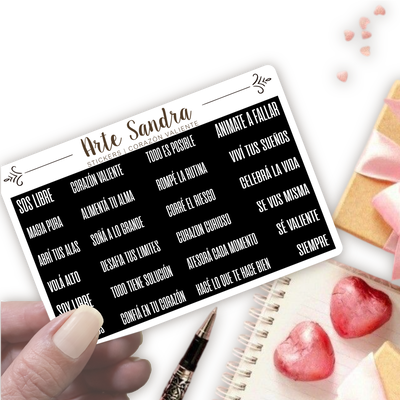 Stickers Corazón Valiente Fondo NEGRO