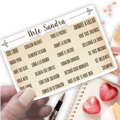 Stickers Corazón Valiente Fondo BEIGE