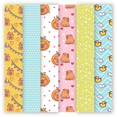 Set de 6 Papeles Capibara