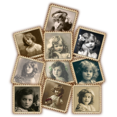 Troquelados Retratos Niñas Vintage