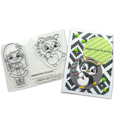 Set de 4 Sellos Navidad Nena Noel y Pingui