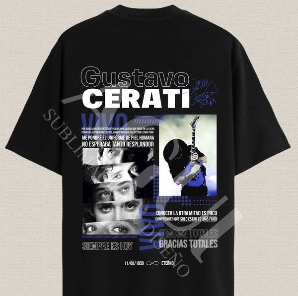 Remera Gustavo Cerati de algodón premium estampado dtf