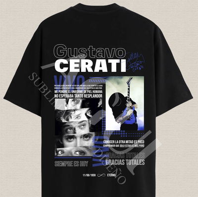 Remera Gustavo Cerati de algodón premium estampado dtf