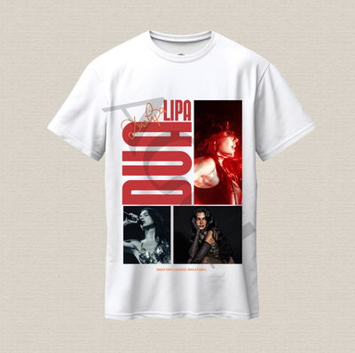 Remera blanca con diseño Dua Lia algodón premium estampado dtf