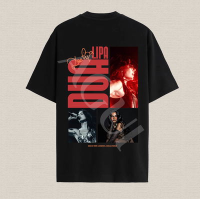 Remera negra con diseño Dua Lia algodón premium estampado dtf