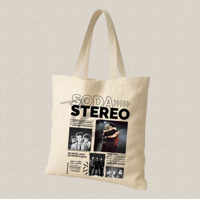 Tote bag de lienzo 35x40cm Soda Stereo "música ligera" estampado dtf