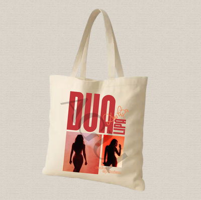 Tote bag de lienzo 35x40cm Dua Lipa "radical optimisn" estampado dtf