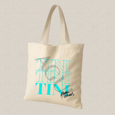 Tote bag de lienzo 35x40cm Tini "3 tini verde agua"estampado dtf