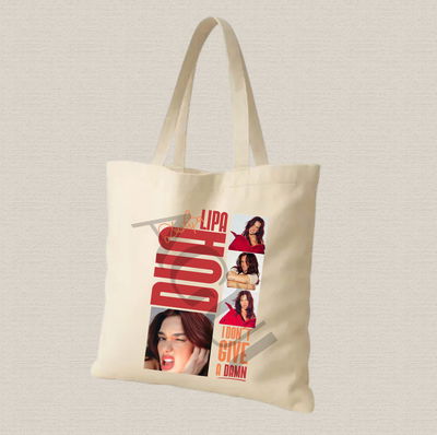 Tote bag de lienzo 35x40cm Dua Lipa "i don´t give a damn" estampado dtf