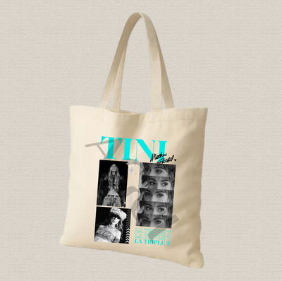 Tote bag de lienzo 35x40cm Tini "TIPLE T verde agua"estampado dtf