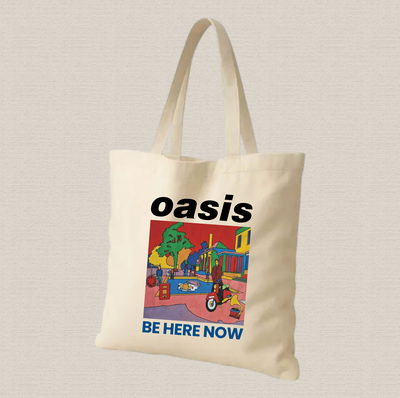 Tote bag de lienzo 35x40cm Oasis "BE HERE NOW" imagen estampado dtf