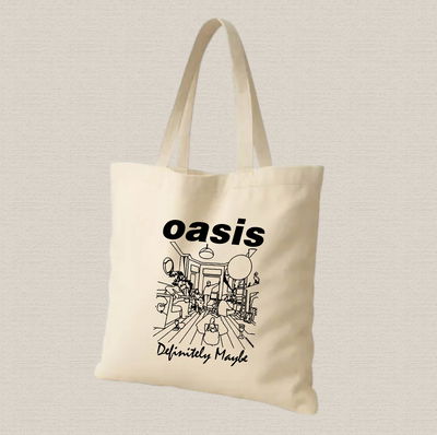 Tote bag de lienzo 35x40cm Oasis "definitely maybe"i magen estampado dtf