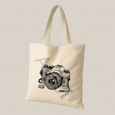 Tote bag de lienzo 35x40cm diseño cámara 3 estampado dtf