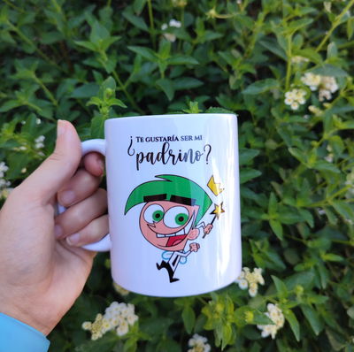 Taza de cerámica con diseño de "padrino mágico"