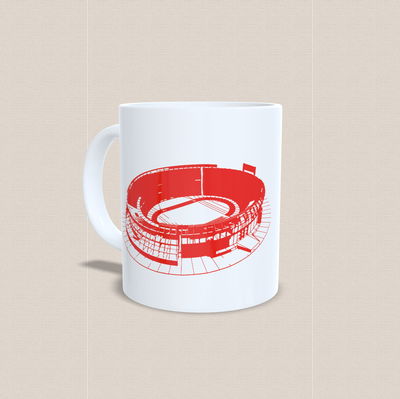 Taza de cerámica con diseño del monumental con fondo blanco