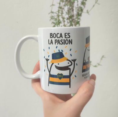 Taza de cerámica con diseo de meme flork  boca  es mi pasión"