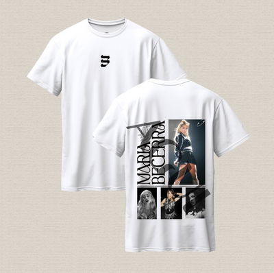 Remera blanca con diseño Maria Becerra algodón premium estampado dtf