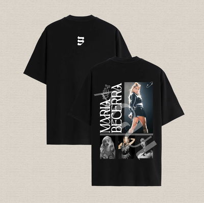 Remera negra con diseño Maria Becerra algodón premium estampado dtf