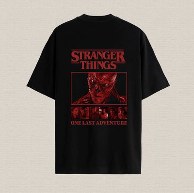 Remera negra con diseño Stranger Things (vecna) de algodón premium estampado dtf