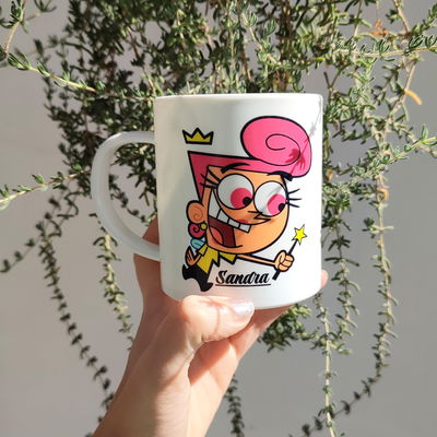 Taza de cerámica con diseño  de madrina mágica